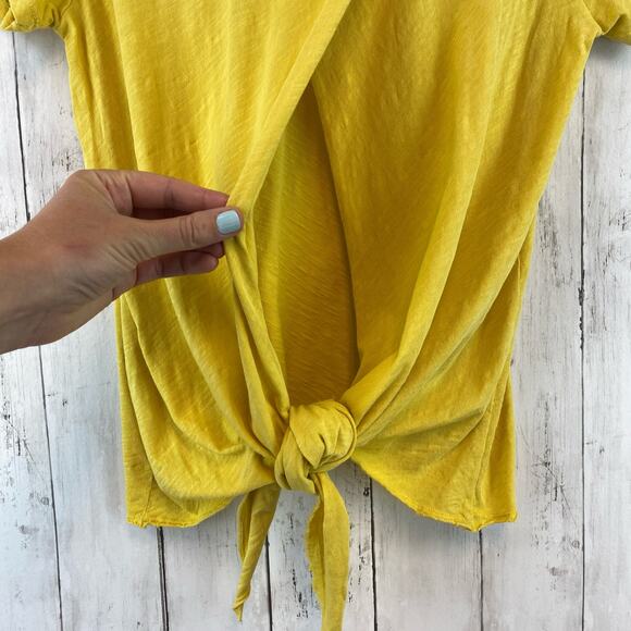 Sundry Yellow Graphic "Take A Trip" Tie Back Short Sleeve T-Shirt Size 1/Small - Picture 11 of 12